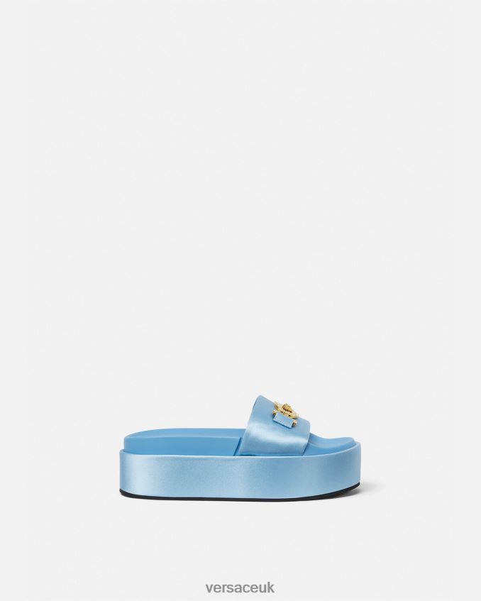 Women Versace Medusa '95 Platform Sandals 6D2D06456 Light Blue Shoe