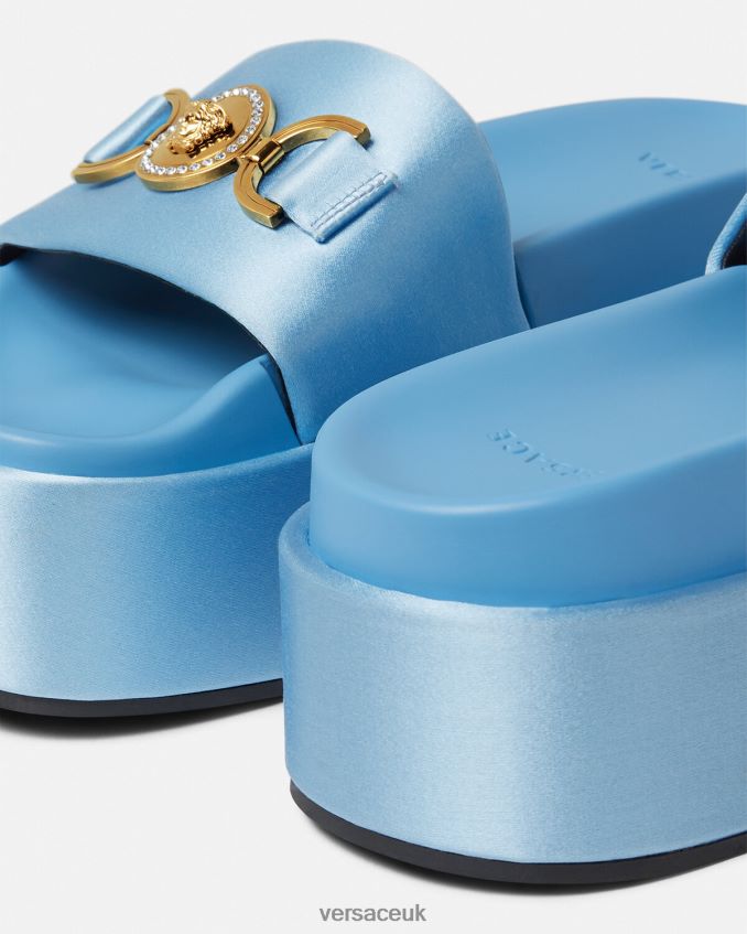 Women Versace Medusa \'95 Platform Sandals 6D2D06456 Light Blue Shoe