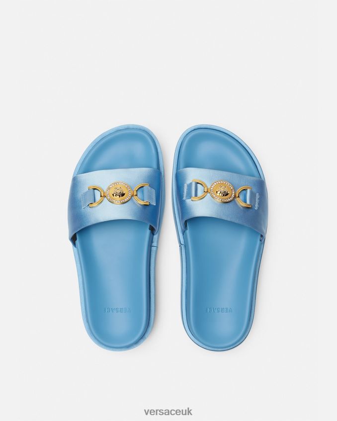 Women Versace Medusa \'95 Platform Sandals 6D2D06456 Light Blue Shoe
