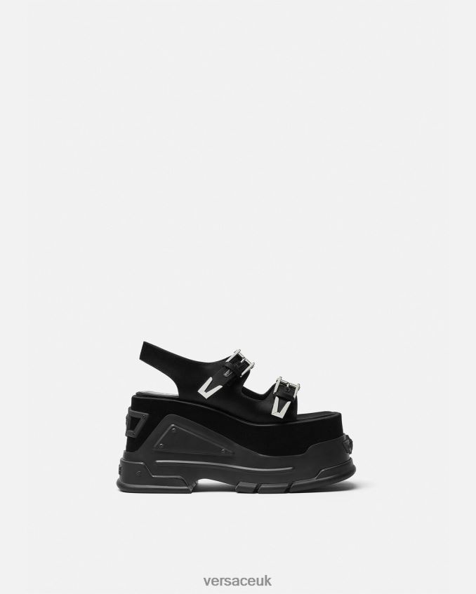 Women Versace Medusa Anthem Platform Sandals 6D2D06438 Black Shoe