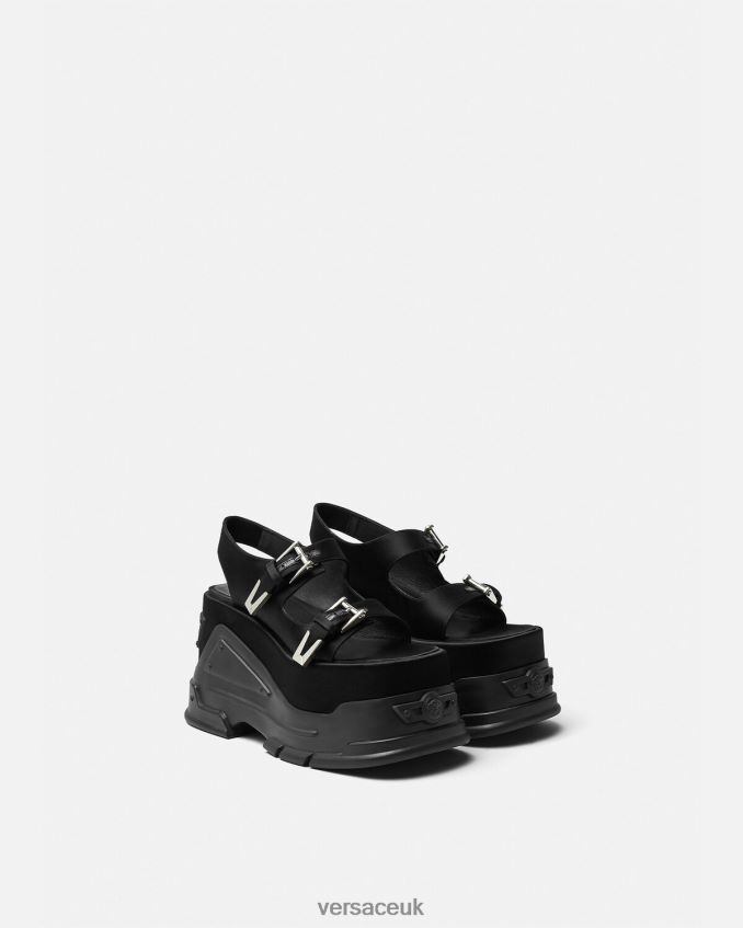 Women Versace Medusa Anthem Platform Sandals 6D2D06438 Black Shoe