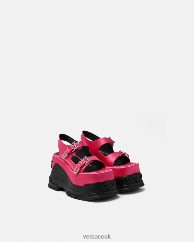 Women Versace Medusa Anthem Platform Sandals 6D2D06460 Fuchsia Shoe