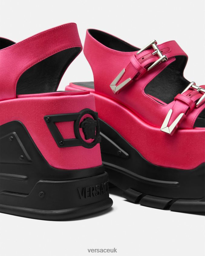 Women Versace Medusa Anthem Platform Sandals 6D2D06460 Fuchsia Shoe