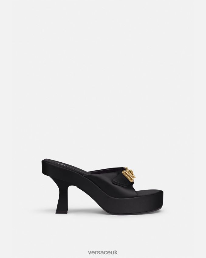 Women Versace Medusa Biggie Crystal Mules 6D2D06469 Black Shoe
