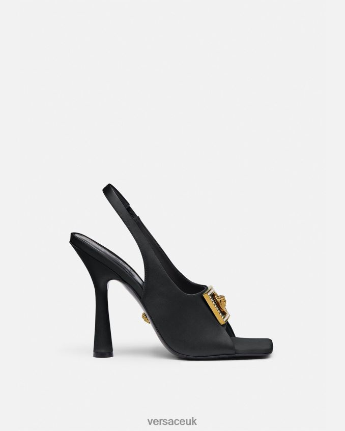 Women Versace Medusa Crystal Sandals 6D2D06465 Black Shoe