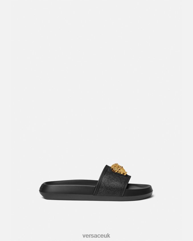 Women Versace Palazzo Slides 6D2D06457 Black Shoe