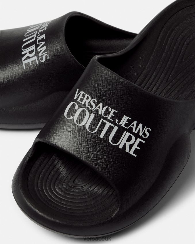 Women Versace Tago Slides 6D2D062268 Black Shoe