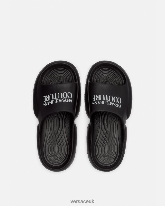 Women Versace Tago Slides 6D2D062268 Black Shoe