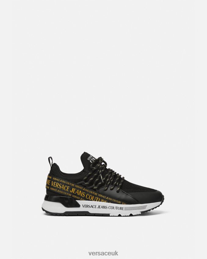 Women Versace Dynamic Sneakers 6D2D062256 Black & Gold Shoe