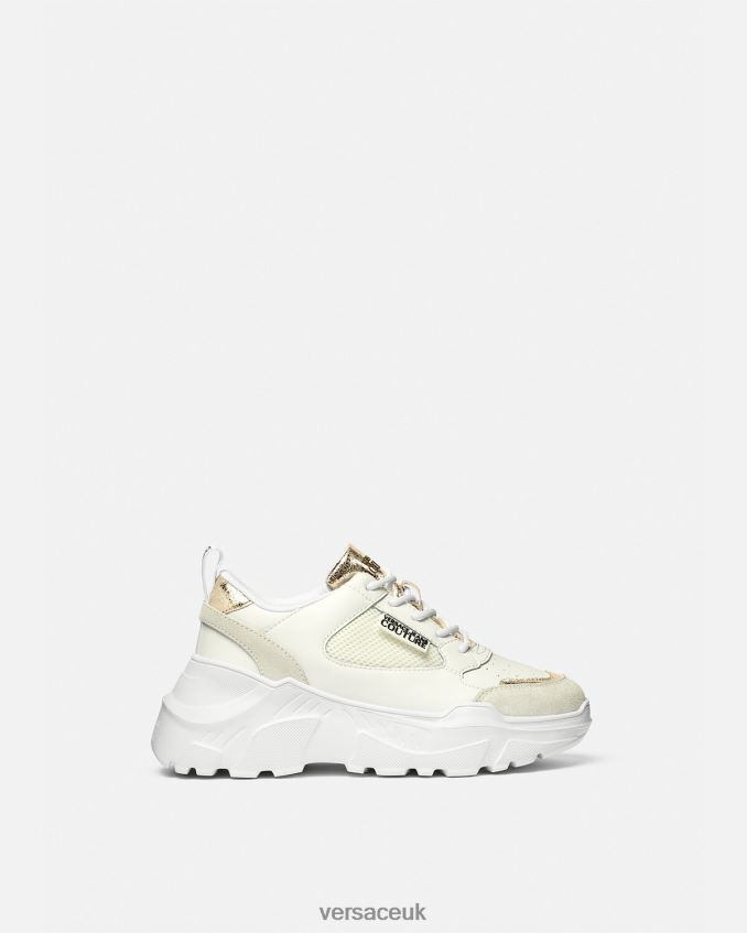 Women Versace Speedtrack Sneakers 6D2D062264 Gold & White Shoe