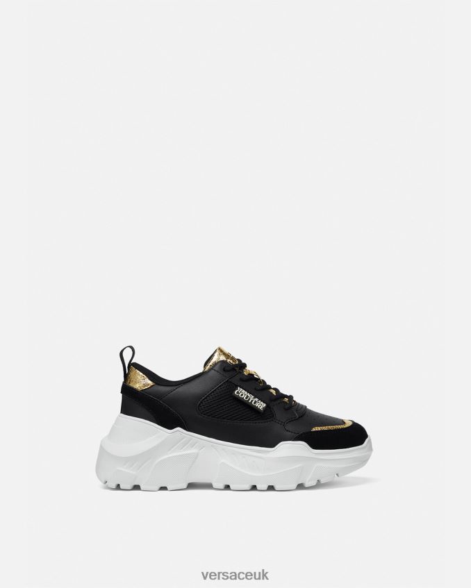 Women Versace Speedtrack Sneakers 6D2D062265 Black & Gold Shoe