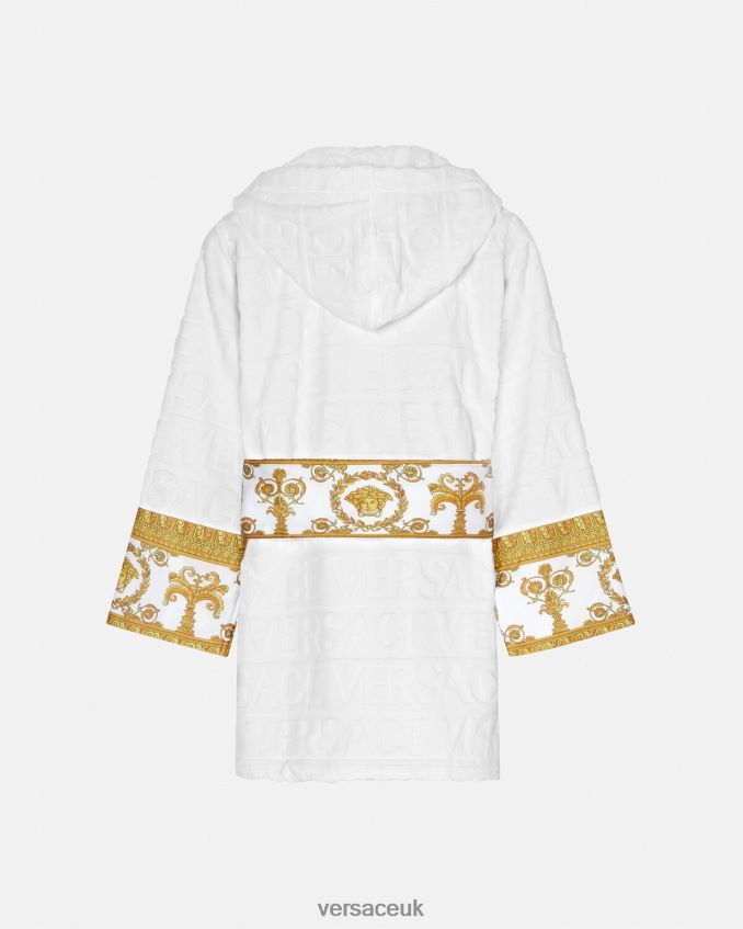 Women Versace Allover Short Bathrobe 6D2D061087 White Underwear & Beachwear