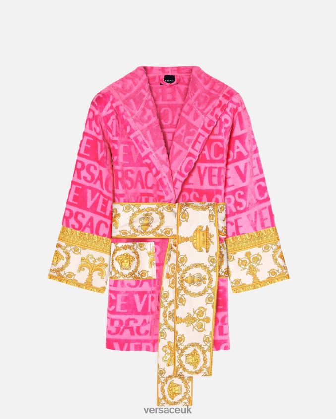 Women Versace Allover Short Bathrobe 6D2D061093 Fuchsia Underwear & Beachwear