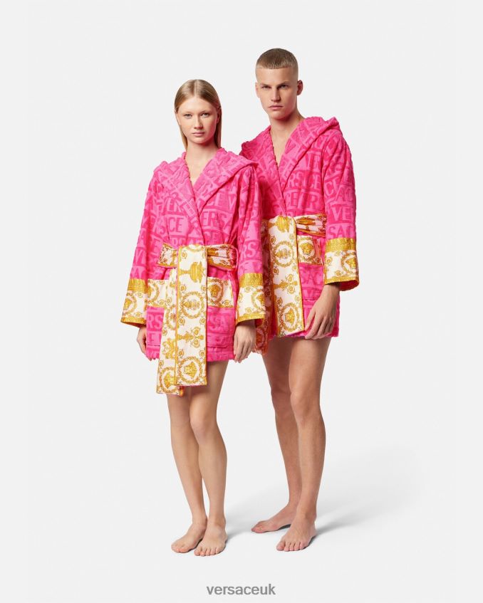Women Versace Allover Short Bathrobe 6D2D061093 Fuchsia Underwear & Beachwear