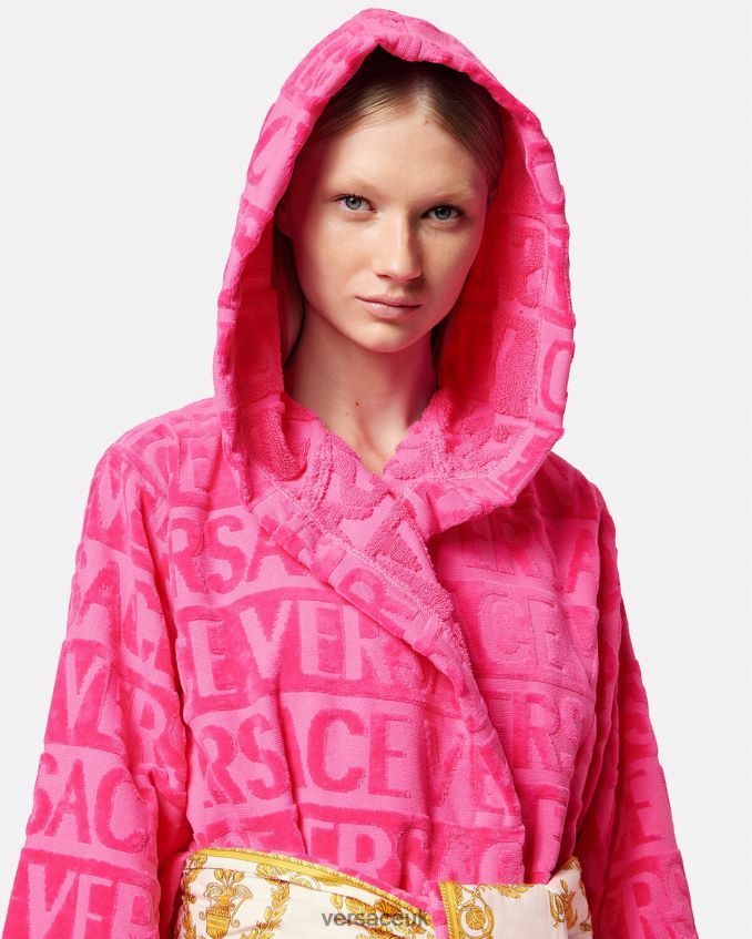 Women Versace Allover Short Bathrobe 6D2D061093 Fuchsia Underwear & Beachwear