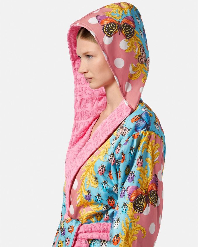 Women Versace Butterflies Short Bathrobe 6D2D061080 Print Underwear & Beachwear