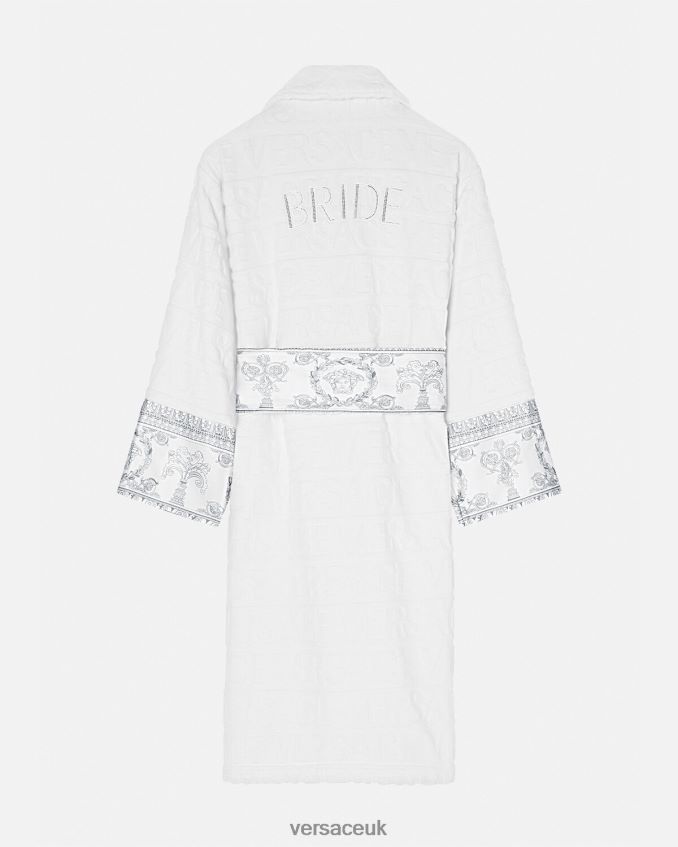 Women Versace Crystal I Baroque Bride Bathrobe 6D2D061090 White & Silver Underwear & Beachwear
