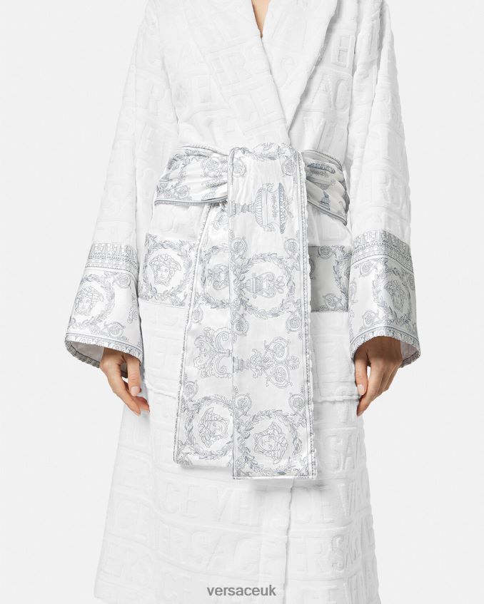 Women Versace Crystal I Baroque Bride Bathrobe 6D2D061090 White & Silver Underwear & Beachwear