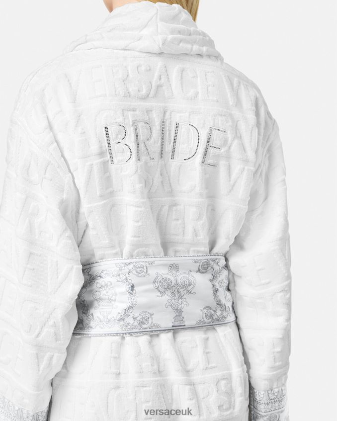 Women Versace Crystal I Baroque Bride Bathrobe 6D2D061090 White & Silver Underwear & Beachwear