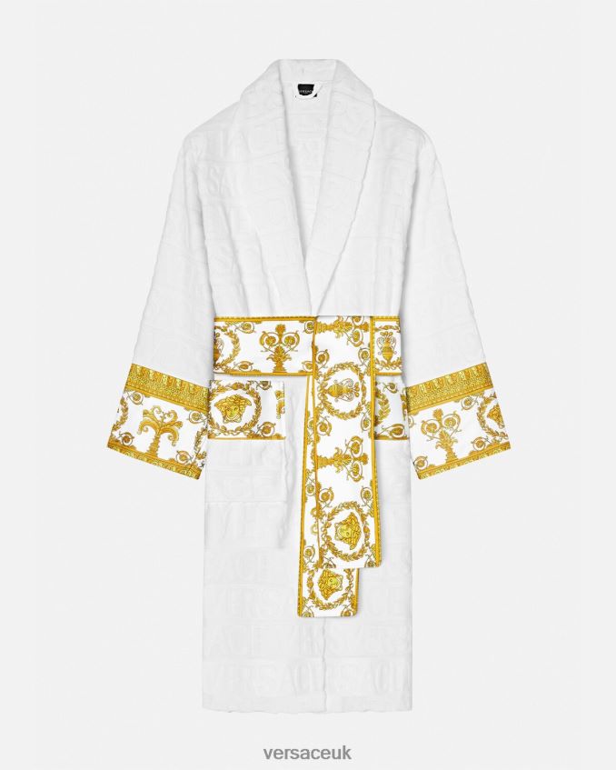 Women Versace I Baroque Bathrobe 6D2D061088 White Underwear & Beachwear