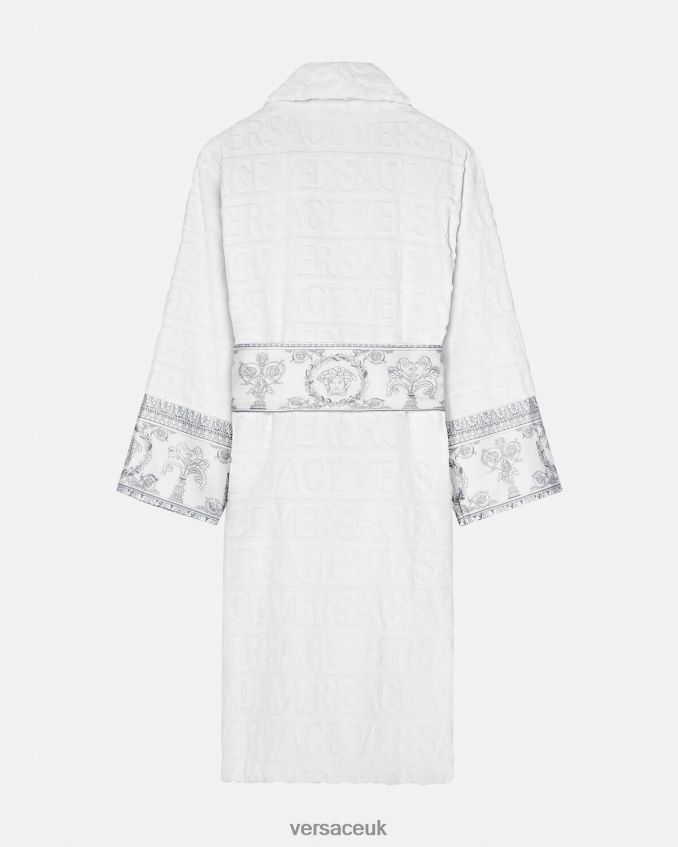 Women Versace I Baroque Bathrobe 6D2D061089 White & Silver Underwear & Beachwear