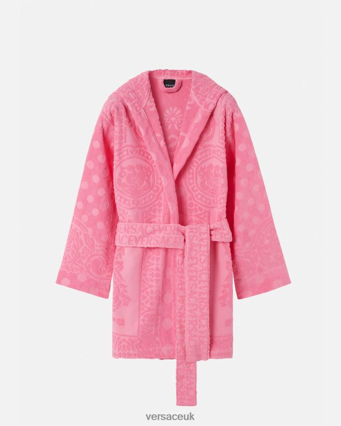 Women Versace Seashell Baroque Short Bathrobe 6D2D061081 Pink Underwear & Beachwear