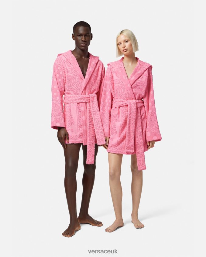 Women Versace Seashell Baroque Short Bathrobe 6D2D061081 Pink Underwear & Beachwear