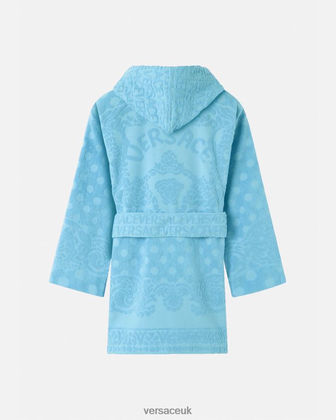 Women Versace Seashell Baroque Short Bathrobe 6D2D061082 Light Blue Underwear & Beachwear