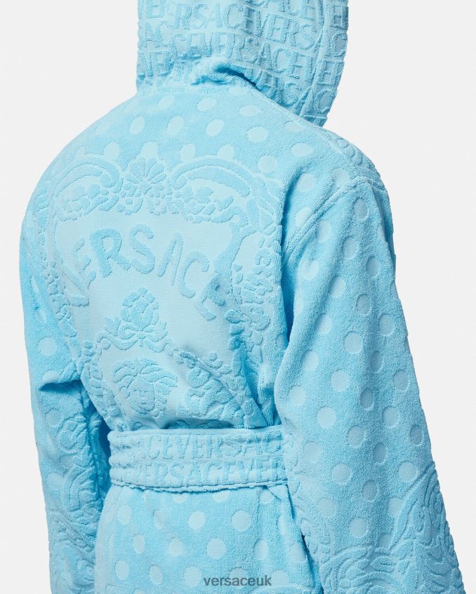 Women Versace Seashell Baroque Short Bathrobe 6D2D061082 Light Blue Underwear & Beachwear