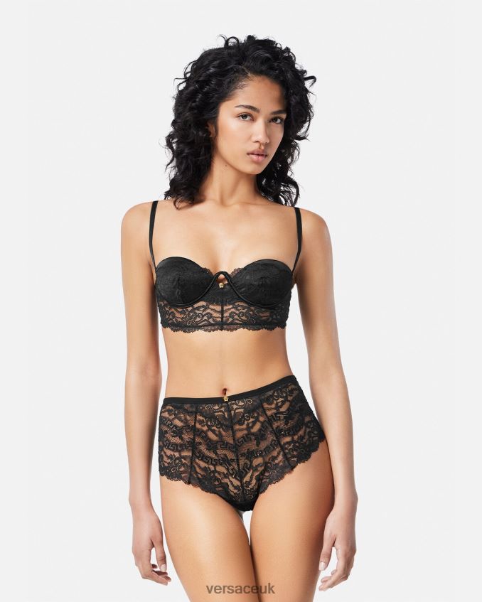 Women Versace Barocco Lace Bustier Top 6D2D061066 Black Underwear & Beachwear
