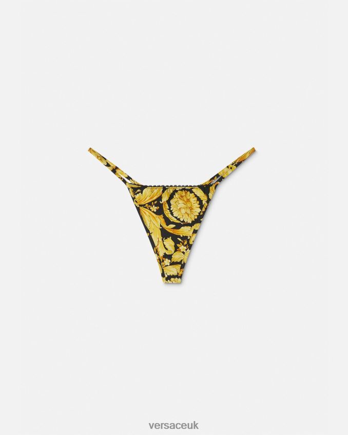 Women Versace Barocco Print Silk Thong 6D2D061071 Print Underwear & Beachwear