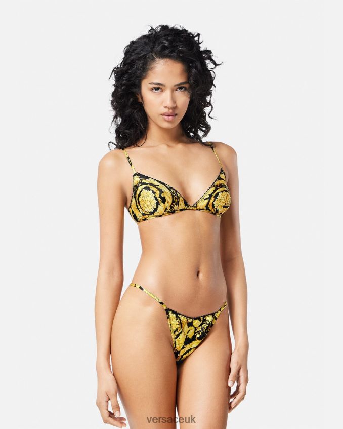 Women Versace Barocco Print Silk Thong 6D2D061071 Print Underwear & Beachwear