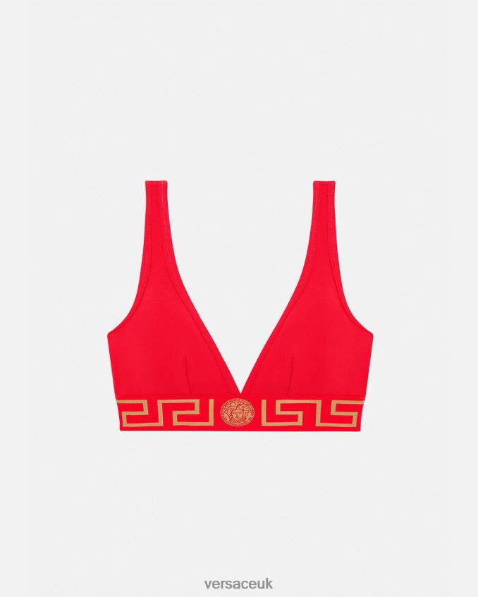 Women Versace Greca Border Bralette 6D2D061041 Red Underwear & Beachwear