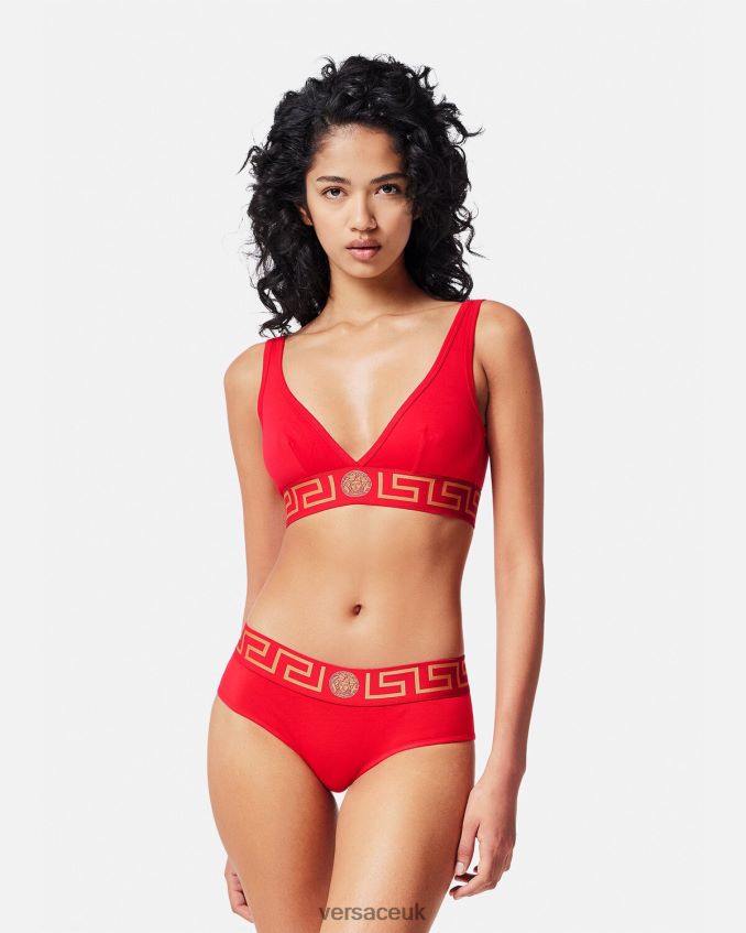 Women Versace Greca Border Bralette 6D2D061041 Red Underwear & Beachwear