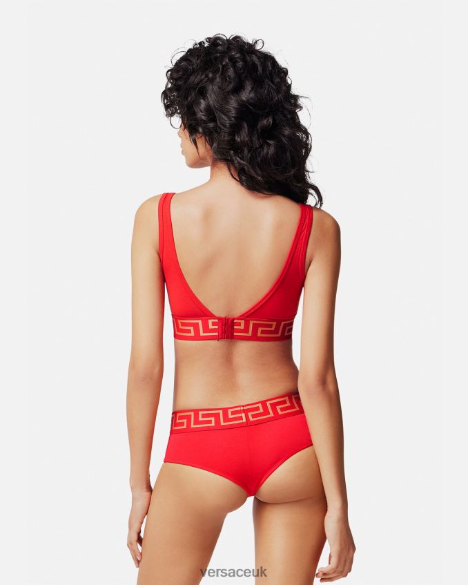 Women Versace Greca Border Bralette 6D2D061041 Red Underwear & Beachwear