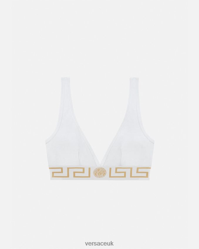 Women Versace Greca Border Bralette 6D2D061042 White Underwear & Beachwear