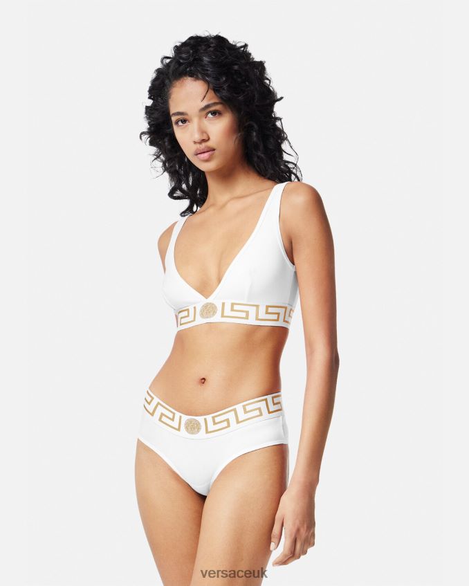 Women Versace Greca Border Bralette 6D2D061042 White Underwear & Beachwear