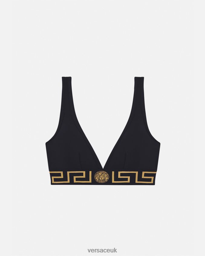 Women Versace Greca Border Bralette 6D2D061043 Black Underwear & Beachwear