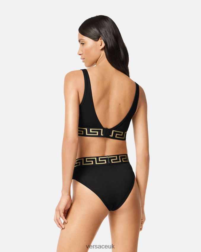 Women Versace Greca Border Bralette 6D2D061043 Black Underwear & Beachwear