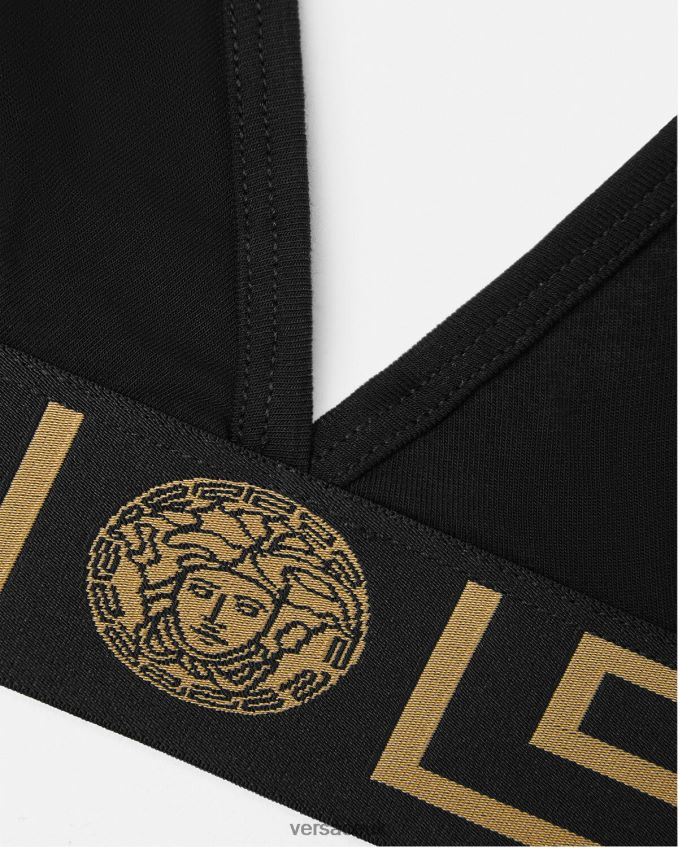 Women Versace Greca Border Bralette 6D2D061043 Black Underwear & Beachwear