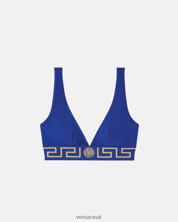 Women Versace Greca Border Bralette 6D2D061045 Blue Underwear & Beachwear