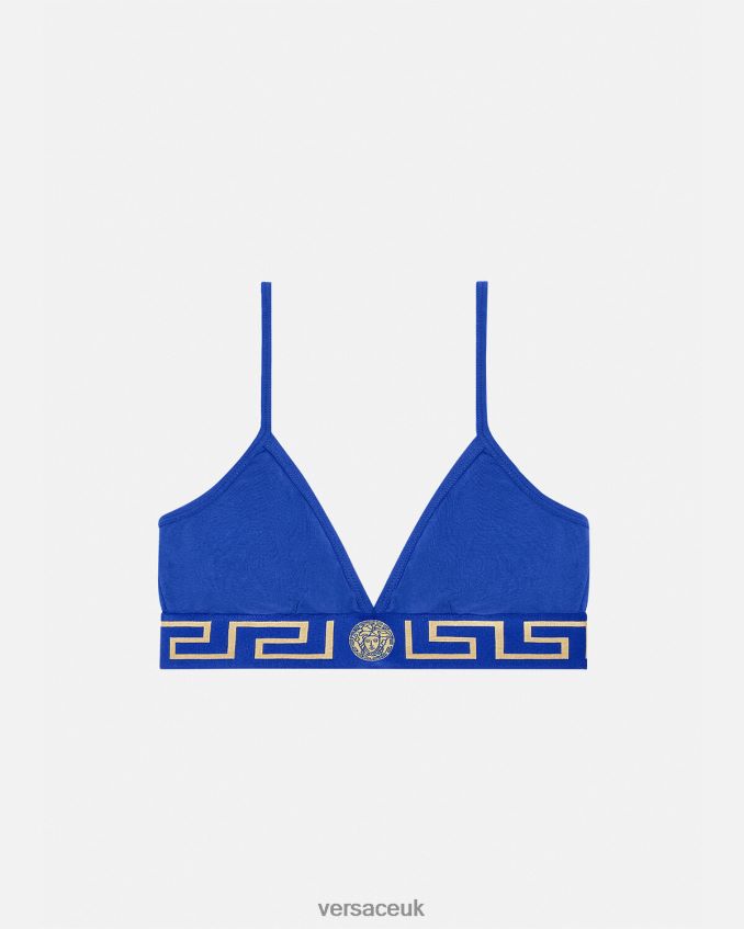 Women Versace Greca Border Bralette 6D2D061046 Blue Underwear & Beachwear