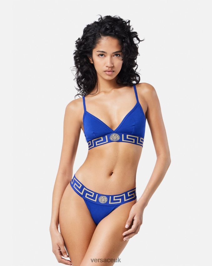 Women Versace Greca Border Bralette 6D2D061046 Blue Underwear & Beachwear