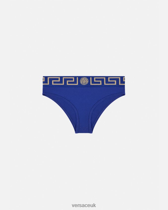 Women Versace Greca Border Briefs 6D2D061061 Blue Underwear & Beachwear