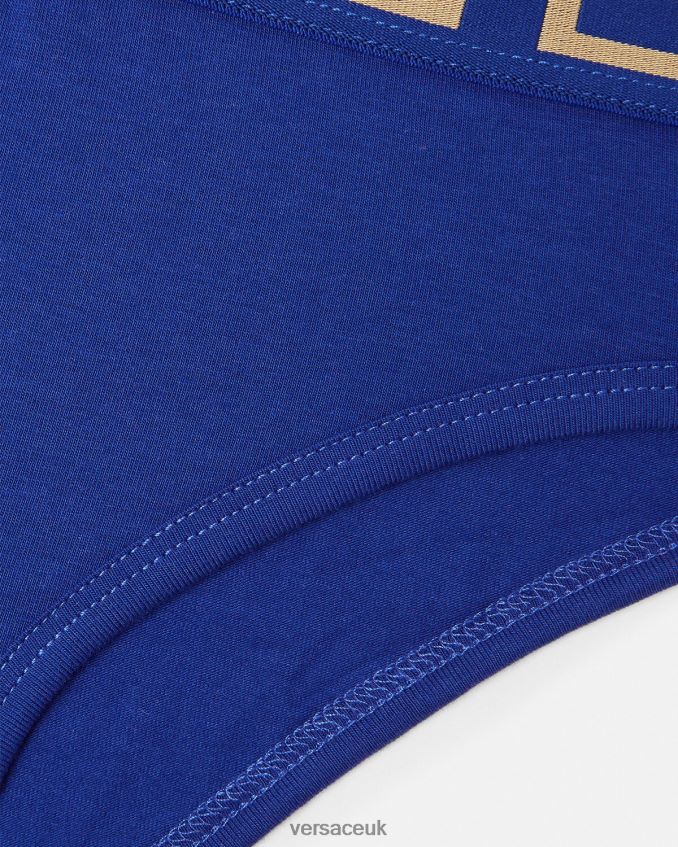 Women Versace Greca Border Briefs 6D2D061061 Blue Underwear & Beachwear