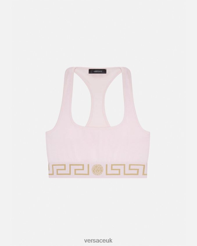Women Versace Greca Border Sports Bra 6D2D061039 Light Pink Underwear & Beachwear