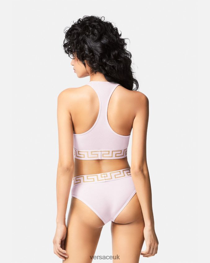 Women Versace Greca Border Sports Bra 6D2D061039 Light Pink Underwear & Beachwear