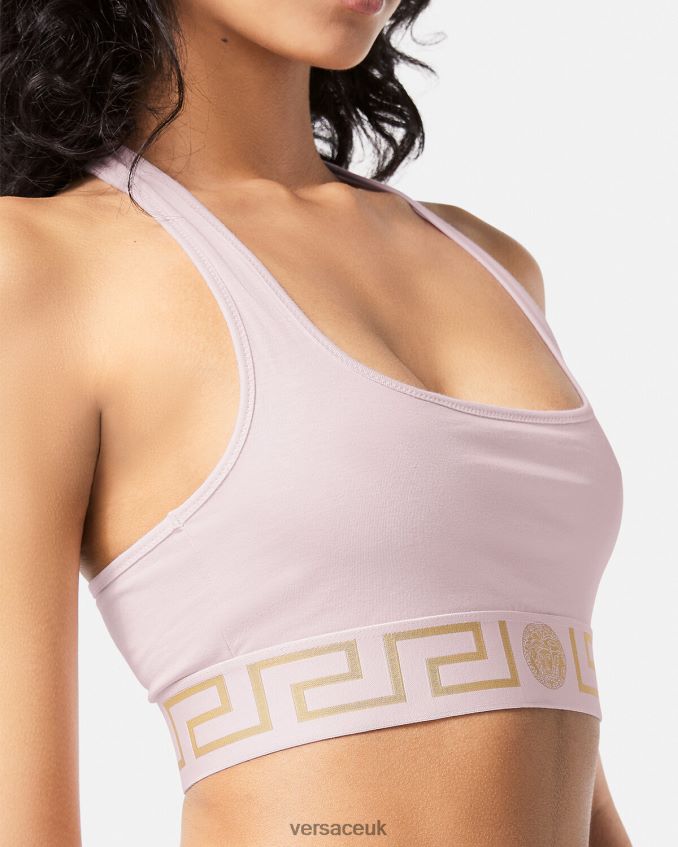 Women Versace Greca Border Sports Bra 6D2D061039 Light Pink Underwear & Beachwear