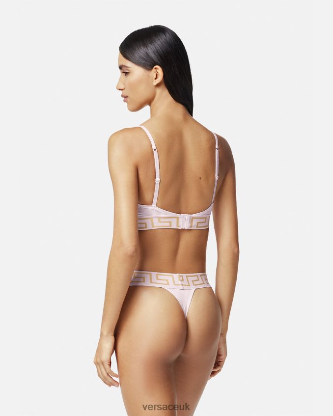 Women Versace Greca Border Thong 6D2D061052 Light Pink Underwear & Beachwear