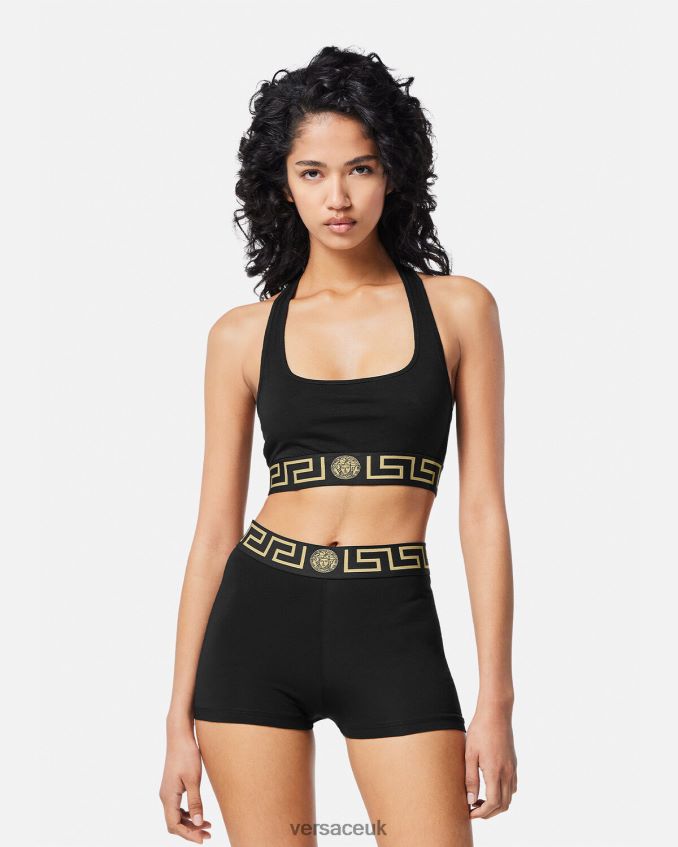 Women Versace Greca Border Trunks 6D2D061048 Black Underwear & Beachwear